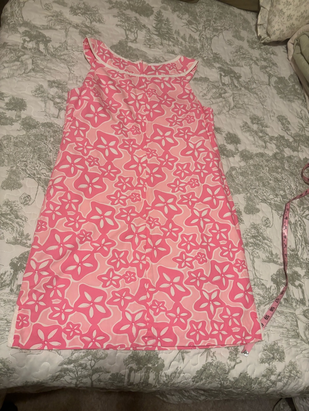 Lilly Pulitzer sz 4 Sleeveless Pink Starfish print Mini Dress ButtonTrim pockets - Picture 5 of 16